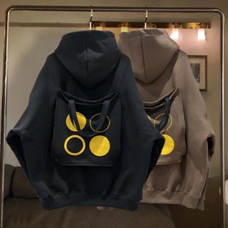 【Seeryn】L~4XL 大尺碼 女生長袖帽T 學院風 手提袋設計 拼接 連帽時尚百搭 ins潮 特大尺碼 長袖上衣