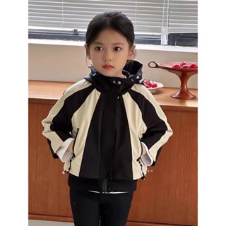 Lovelg baby🌷韓國童裝秋季新款男女童連帽衝鋒衣兒童秋季加厚百搭風衣外套