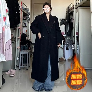 【風衣 外套 大衣】黑色西裝領呢子大衣女秋冬新款韓版氣質高階感中長款寬鬆毛呢外套