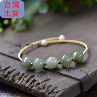 MMI 玉石手鍊 手串 翡翠 冰種油青翡翠玉珠手鏈 14k包金 手串手鐲高階禮物女