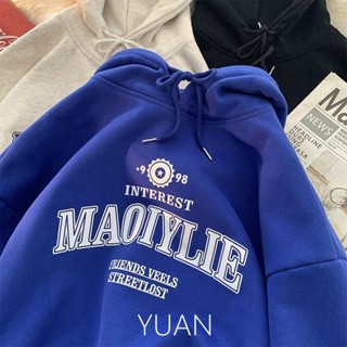 YUAN 連帽衛衣男女同款新款480g重磅純棉美式復古oversize帽T 大學T ins潮牌學生大尺碼男生 長袖上衣