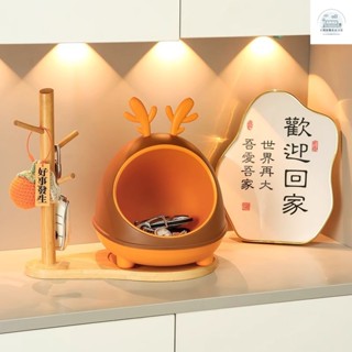 鑰匙收納 玄關收納 客廳擺飾 桌麵擺件 桌麵收納 房間擺設 小鹿玄關鑰匙擺件收納盒 入戶門口鞋櫃客廳家居裝飾 新居禮物