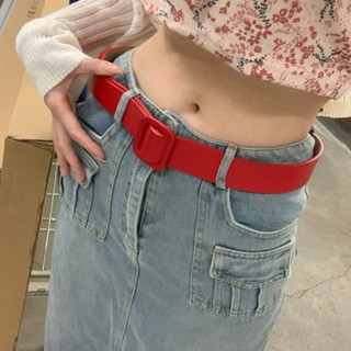 【卓美】新品皮帶腰帶 廠家直銷爆款紅色免打孔PU包扣女士裝飾腰帶甜美風百搭時尚皮帶