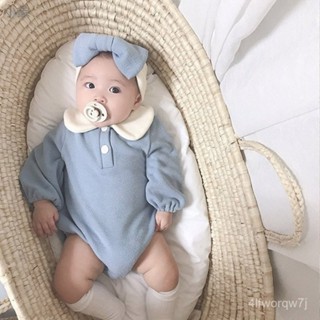 春秋款韓版寶寶衣服 嬰兒公主爬服送髮帶 新生兒衣服 連體衣純棉 嬰兒爬服 兒童包屁衣 寶寶三角包屁衣長袖爬服