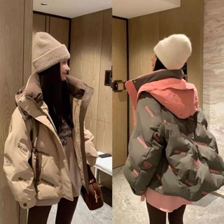 冬季加厚重工藝白鴨絨羽絨服女連帽可印花設計感小眾中長版大衣外套 白鴨絨 保暖 防寒 羽絨外套連帽1103 NU2S