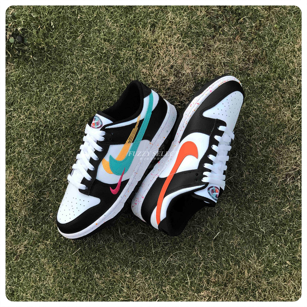 【G.T】W Nike Dunk Low Multi Color Swoosh 彩虹 熊貓 FD4623-131