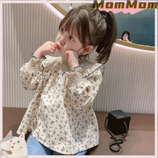 臺灣熱賣✨韓係中小童上衣 早秋長袖 中小童碎花襯衫春裝新款韓版寶寶襯衣兒童長袖娃娃衫套頭上衣女MomMom童裝