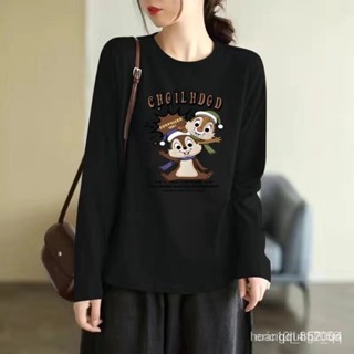 【臺灣出貨】美式上衣 韓國女裝 春秋上衣 寬鬆T恤 女生長袖 女上衣 女裝100%純棉 長袖T恤女 長袖上衣 純棉T恤