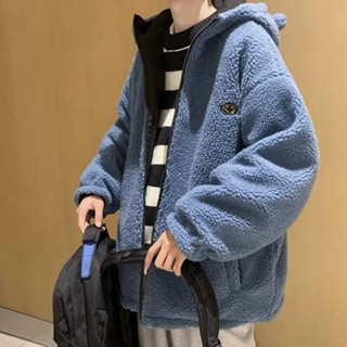 M-3XL羊羔絨連帽棉衣外套男 秋冬季新款 ins潮流 加厚保暖 寬鬆 休閒 學生 情侶 棉服（QWk818）【壹號站】