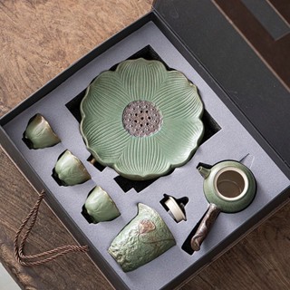 茶具茶杯 泡茶壺 玻璃小茶杯 帶把茶杯 功夫茶具 旅行裝茶具 主人杯 手工杯鎏金複古粗陶茶壺日式陶瓷過濾泡茶壺手工家用小