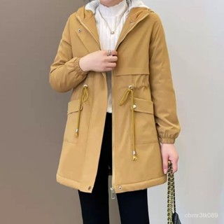 羊羔毛風衣女中長版年秋冬季新款韓版寬鬆加厚派剋棉服外套潮 長款 加厚冬天外套 韓版 羽絨外套連帽1106 Y3XO