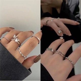 🌿SUN-飾品[戒指]韓版ins爆款蝴蝶戒指女復古小眾設計感百搭925銀開口可調節戒指男 ZQST