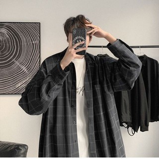 🔥cc精品小屋 襯衫 復古格子襯衫男士潮牌ins休閒百搭襯衣韓版潮流薄款外套港風上衣