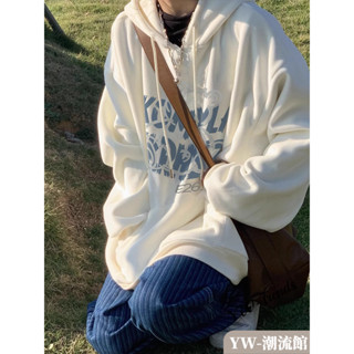 【YW】寬鬆百搭連帽上衣 帽T女 衛衣女 春秋季小個子中長款oversize寬鬆加絨加厚上衣 女生上衣 女裝