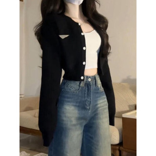 甜心公主Meet 👗女裝館 黑色高階感毛衣針織開衫兩件套女秋季新款內搭吊帶背心外套上衣潮