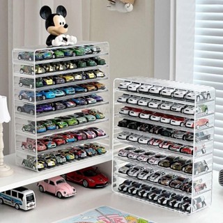 汽車模型展示盒兒童玩具車閤金小汽車1:64多美卡風火輪收納盒透明 汽車模型展示盒 收納盒透明 展示盒xijgln