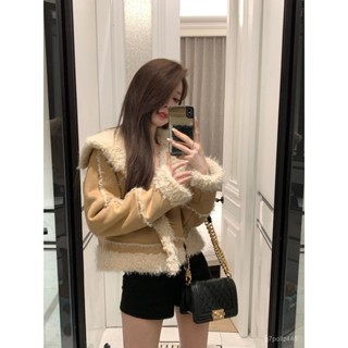 冬天外套 皮毛外套 羊羔絨外套 女厚外套 美拉德 小香風 皮毛一體羊羔絨 外套女 加絨加厚 棉服 防寒 上衣 A11