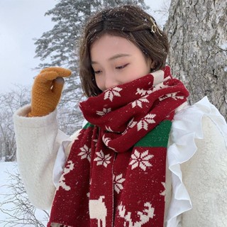 [新款上市] 聖誕麋鹿大圍巾女秋冬季百搭可愛少女心長款針織毛線圍脖冬天保暖圍巾女 聖誕圍巾 圍巾披肩 圍脖