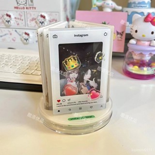 臺灣熱賣抖音衕款ins亞剋力旋轉立牌相框創意3寸拍立得小卡轉轉相框emoji