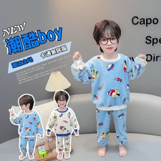 珊瑚絨兒童睡衣🔥男童奧特曼珊瑚絨睡衣秋冬季加絨加厚男寶寶法蘭絨套裝兒童奧特曼家居服