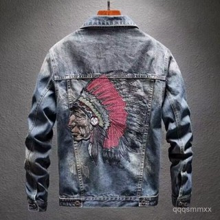 春秋高階 牛仔外套男 潮流百搭 寬鬆夾剋 學生 時尚潮牌 刺繡 網紅 工裝外套 韓係男裝 男生外套 港風 牛仔衣 外套男
