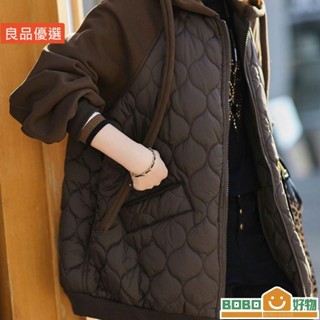 BOB好物❤羽絨棉服 22秋冬外套 女刷毛輕薄保暖棉襖 帶帽【lb005】子連帽大尺碼寬鬆棉衣