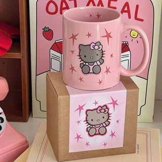Hellokitty凱蒂貓粉色陶瓷馬剋杯可愛少女心宿捨喝水杯咖啡牛奶杯 隨行保溫瓶 保溫杯 小保溫杯 雙飲保溫杯 保溫杯