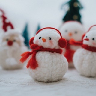 蝸居生活館🔆聖誕節擺件 雪人玩偶 聖誕節雪人可愛玩偶羊毛氈戳戳樂成人減壓手工diy創意禮物材料包 公仔 聖誕禮物 裝飾