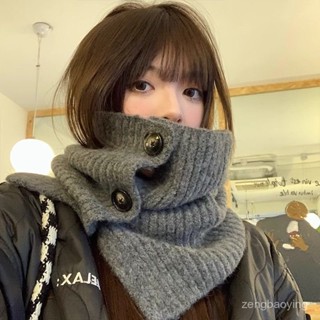 【臺灣出貨】2024新款圍脖套帽脖套女秋冬圍巾韓版純色防寒保暖護頸針織披肩潮 百搭圍脖 針織毛線圍巾 簡約圍脖