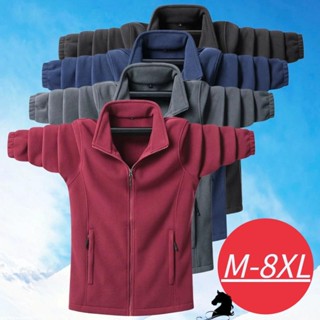 M-8XL 秋冬款搖粒絨大尺碼外套韓版男裝雙面絨保暖男士夾克 Z