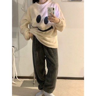 Lam 睡衣 居家服珊瑚絨睡衣女冬季韓國ins甜美加厚法蘭絨網紅少女休閑家居服套裝