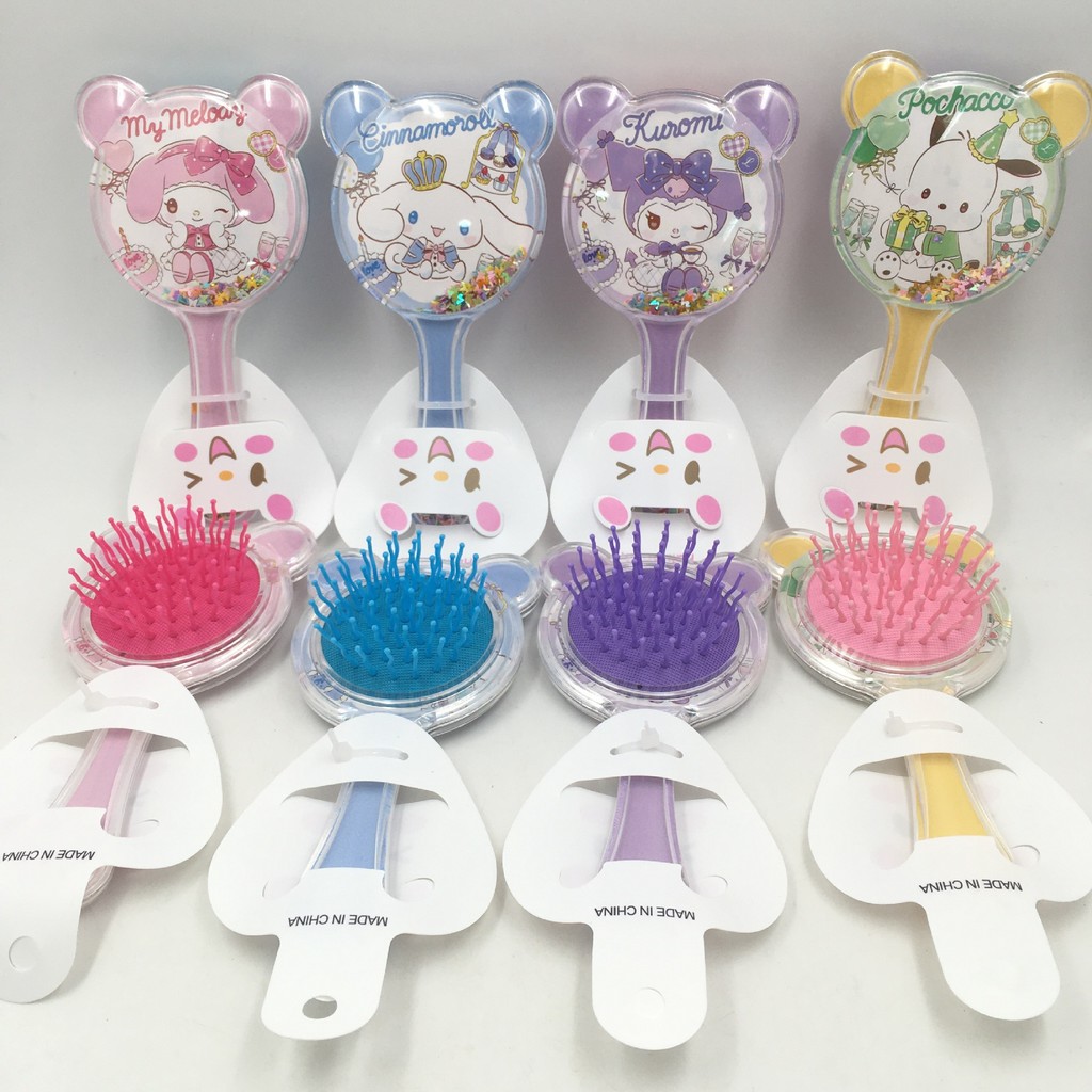 【新品優惠】發梳 帕恰狗 庫洛米 美樂蒂 玉桂狗 氣墊捲髮搖搖樂亮片梳便攜帶梳子 造型髮梳 髮叉 髮梳插梳 瀏海梳