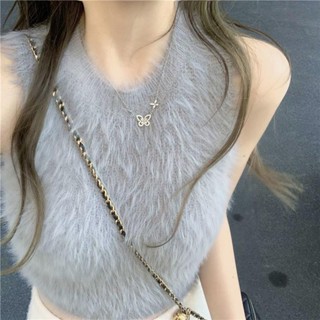 🔥秋冬女裝禦姐風辣妹必備可愛鹽系內搭可外穿款顯瘦套裝顯胸型舒適貼身親膚質韓版批新款髮仿貂絨毛保暖打底外穿常規款小背心潮