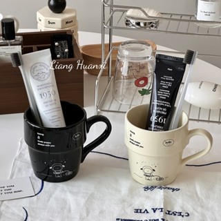 DOUBBLE居家選物小眾創意宇航員小狗情侶漱口杯陶瓷卡通刷牙杯馬克杯咖啡杯喝水杯