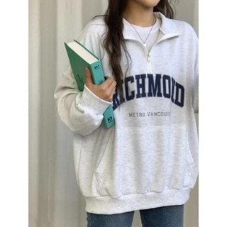 Codibook｜韓國 BULLANG GIRL 白色寬鬆半拉鍊長袖連帽上衣［預購］拉鍊外套 連帽上衣 女裝