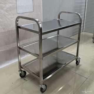 全臺免運 加厚不銹鋼餐車移動商用三層餐廳收碗車酒水車廚房送餐推車擺地攤 小推車 平闆推車 雙層推車 工具推車 置物架