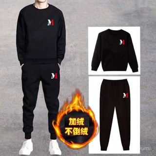 2025新款📣加絨秋冬男士保暖衛衣套裝中青年學生運動服裝休閒衛褲大碼韓版潮 EQX0