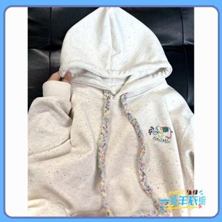 一隻羊 新款帽T 2024秋冬新款彩色小象點點oversize連帽衛衣女可愛設計感小眾帽T 女 衛衣 上衣