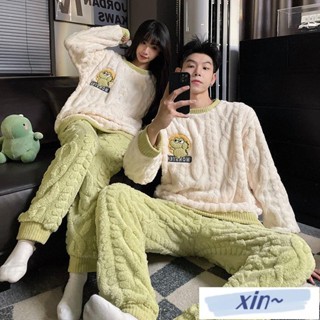韓妞必備氣質超百搭秋冬季情侶睡衣男珊瑚絨家居服睡衣加肥加厚法蘭絨男女士長袖套裝