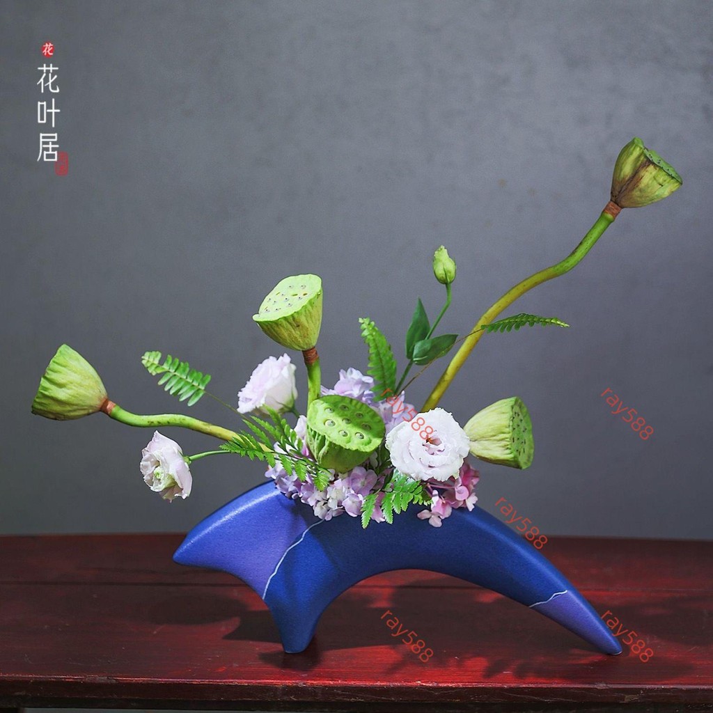 桃園發貨 下殺 禪意陶瓷花瓶 日式池坊花瓶 創意花瓶 花盆 立花 插花 花器 異形插花器皿 茶席擺件 簡約個性花道擺件