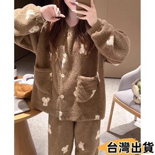 臺灣熱賣⚡冬天睡衣 居家服 韓國睡衣 S-2XL 卡通睡衣 秋冬季珊瑚絨套裝 長袖長褲法蘭絨休閒家居服可外穿1152