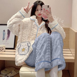 熱銷中🎉FS秋冬加厚星星狗翻領麥穗絨睡衣女珊瑚絨法蘭絨家居服433