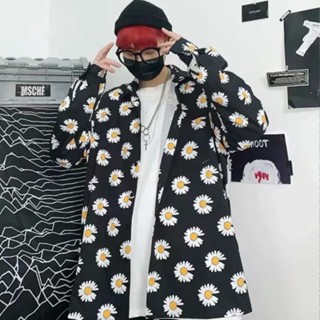 【M世代】小雛菊襯衫男女情侶春裝新款寬鬆港風復古花襯衫長袖上衣(M9510)