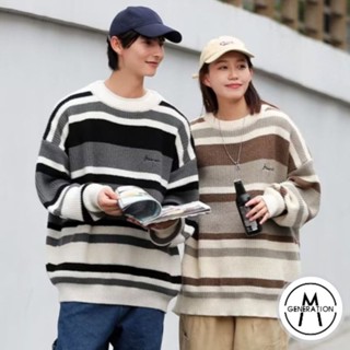 【M世代】條紋毛線衣 秋冬季新款毛衣 男士寬鬆 韓版 情侶打底針織衫 秋裝上衣 情侶款 男女同款BWSD26