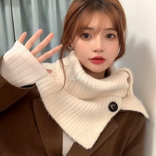 針織圍巾女 2024新款冬季保暖毛綫圍脖 護頸脖套防風防寒高階感披肩 ins風保暖針織毛線圍脖 秋冬季圍巾保暖圍脖【元氣