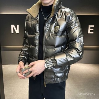 冬季保暖羽絨服潮流新款時尚2024男士免洗立領外套鴨絨亮麵 防寒 短款保暖白鴨絨外套 羽絨外套連帽1223 EJSJ