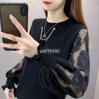 免運🔥時尚爆款 女裝 長袖上衣 洋氣歐貨蕾絲衫 女裝春裝新款漂亮鏤空襯衫長袖百搭上衣