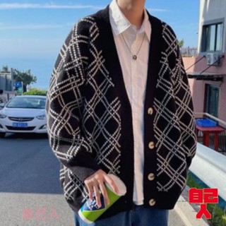 【自己人】『熱賣中』休閒長袖慵懶風寬鬆潮流帥氣針織 韓版學生外套男開衫秋冬季毛衣潮(BWJ549