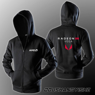 AMD RADEON VEGA IIV衣服電腦城極客工裝拉鏈加絨衛衣信仰外套男【ding -- 尚衣】
