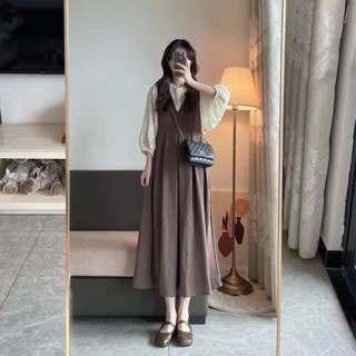 【免運】大尺碼女裝2023夏季新款胖妹妹法式復古顯瘦蕾絲襯衫揹帶裙兩件套女